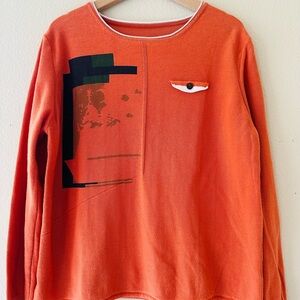 Orange Graphic Long Sleeve Top